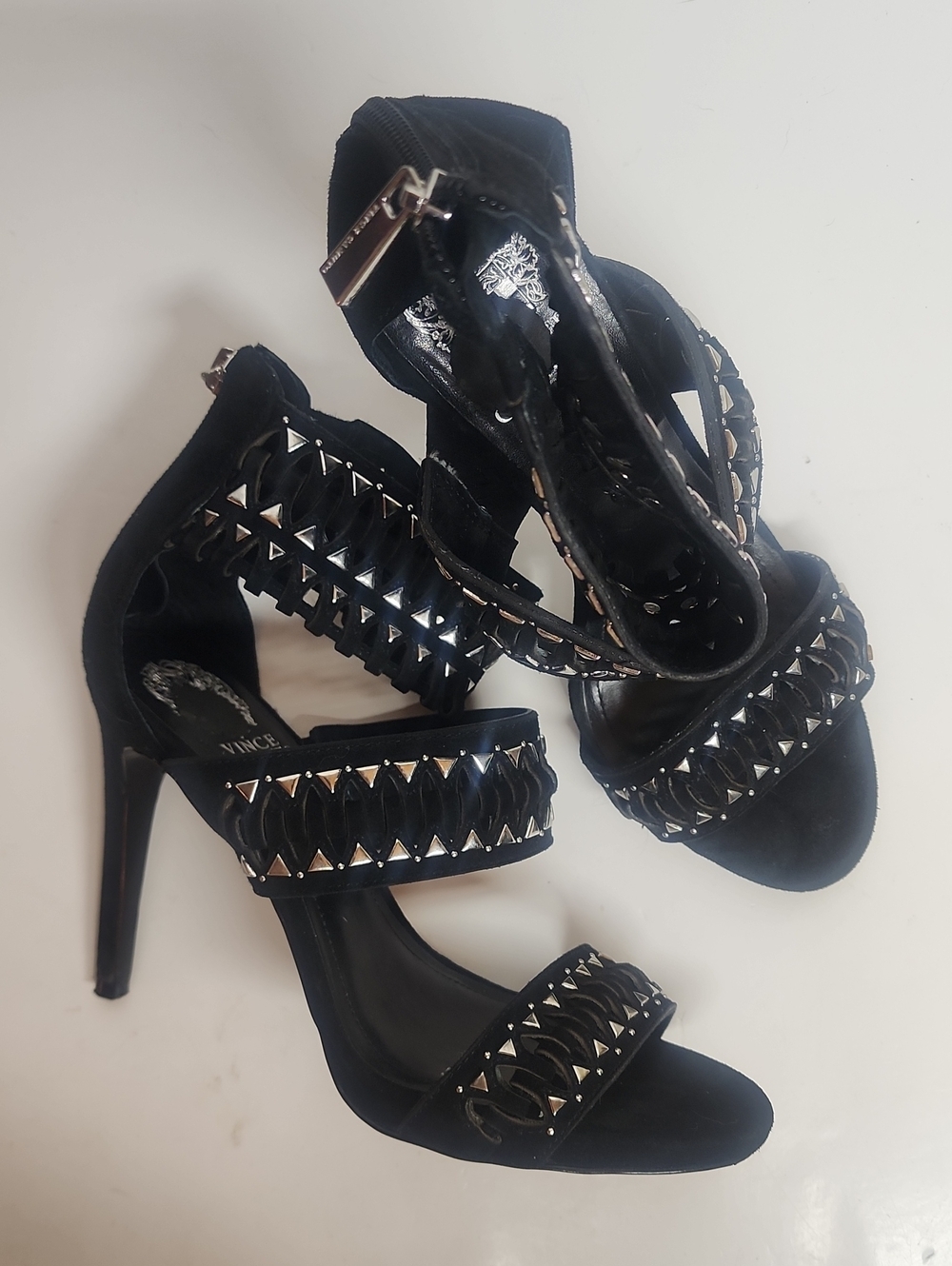Vince Camuto Studded Black Womens Strappy Heels Size 7.5/37.5 Sexy Feminine Wow